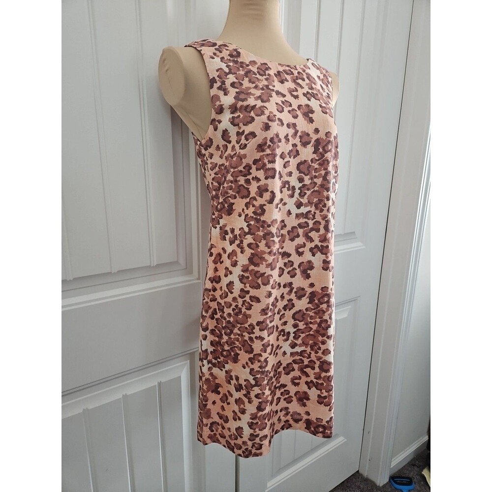 Minkpink Arden  Leopard Mini Shift Dress Viscose & Linen Lined Sleeveless Sz S